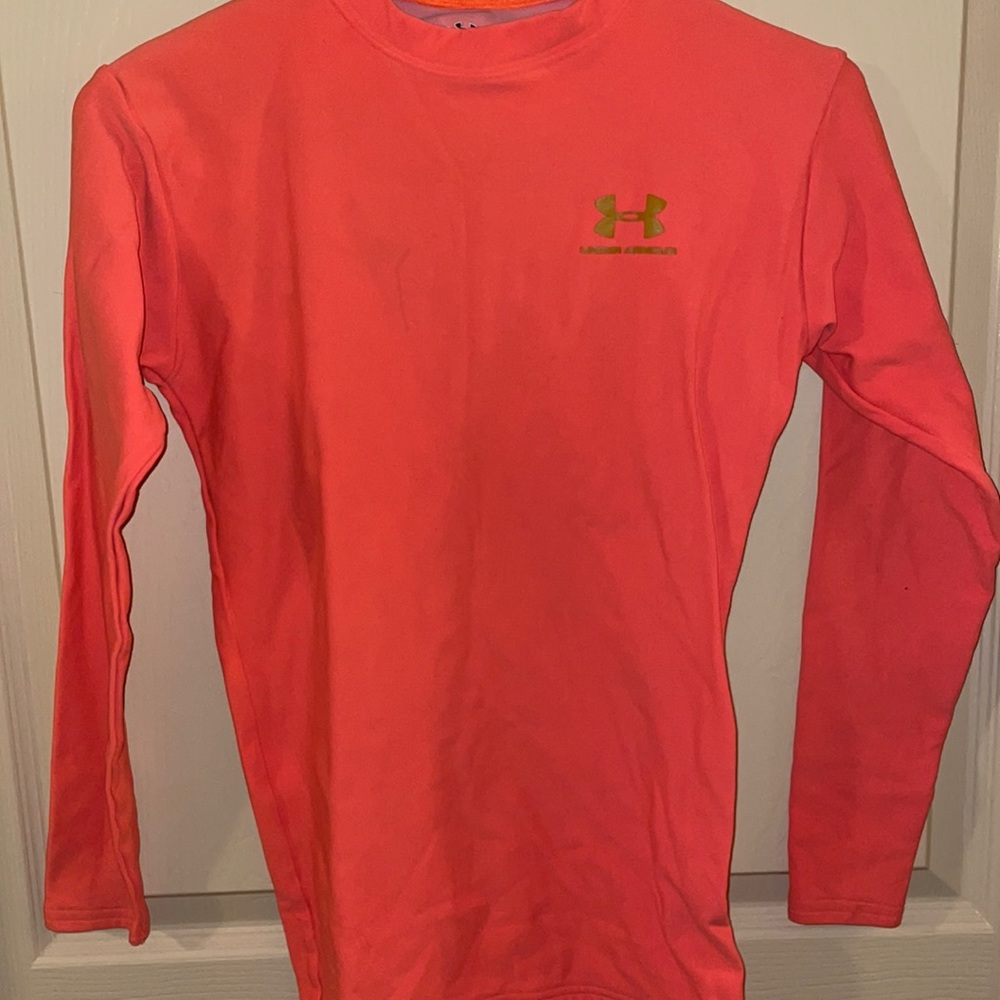 Youth’s Neon Orange Under Armour Dry Fit Long Sleeves